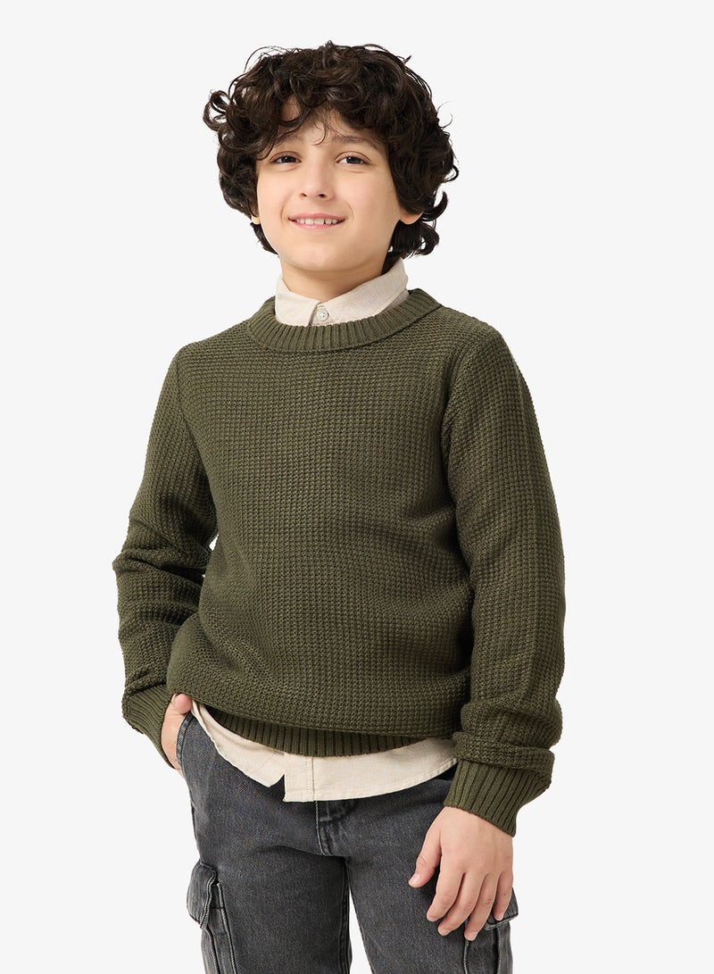 جاك وجونز جونيور كنزة قطنية برقبة دائرية للأطفال - Image 1